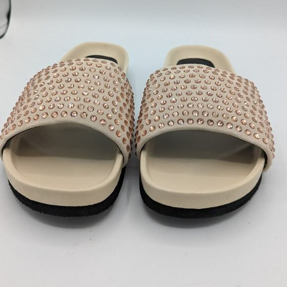 JW Anderson Suede Crystal Embellished Slides Beige Flat Sandals 38 US 7.5 NIB - Picture 12 of 13